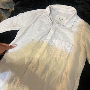 Abercrombie & Fitch White Striped Button-Down Shirt